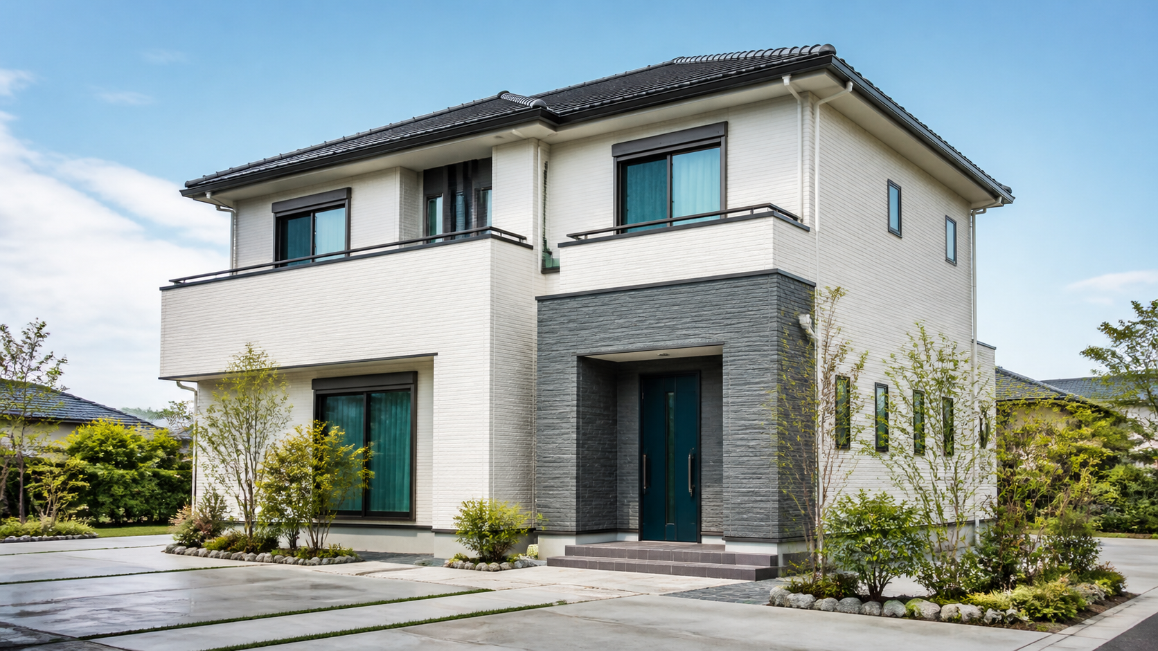 塗り替えを終えた日本の戸建て住宅