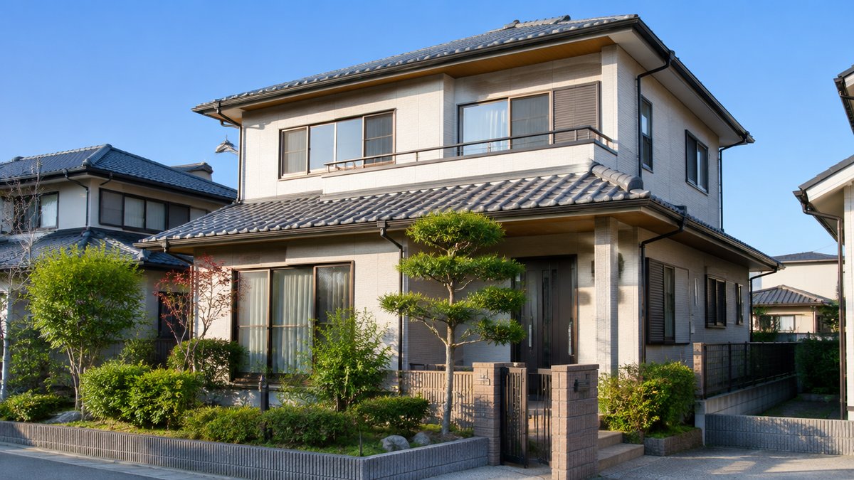 外壁がきれいに維持された二階建て住宅の外観