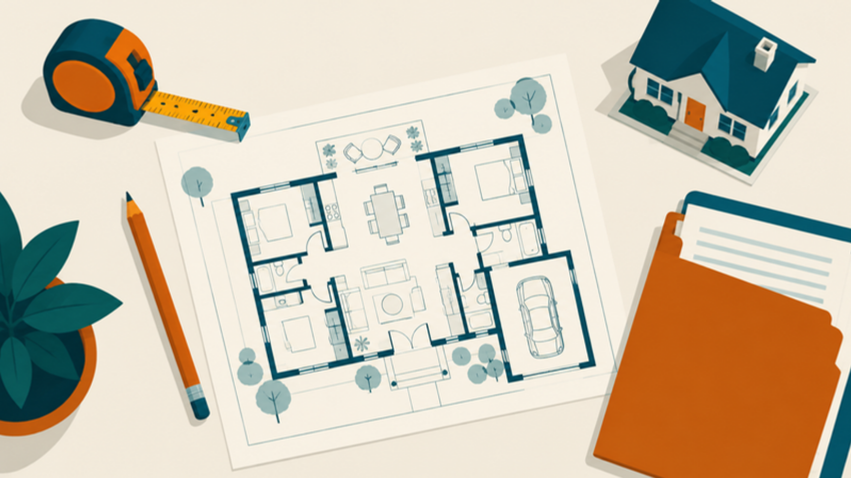 見積もり依頼の前に用意する住宅の図面と書類のイラスト
