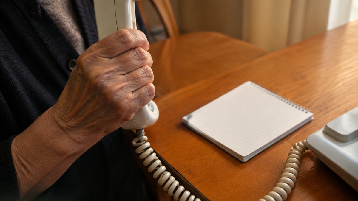 外壁塗装の業者選び：電話の受話器を持つ手と机の上のメモ帳