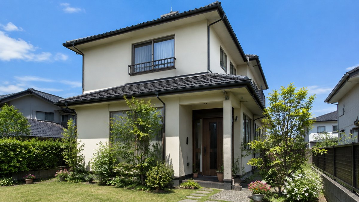 外壁塗装の業者選び：外壁を塗り替えた庭付きの住宅