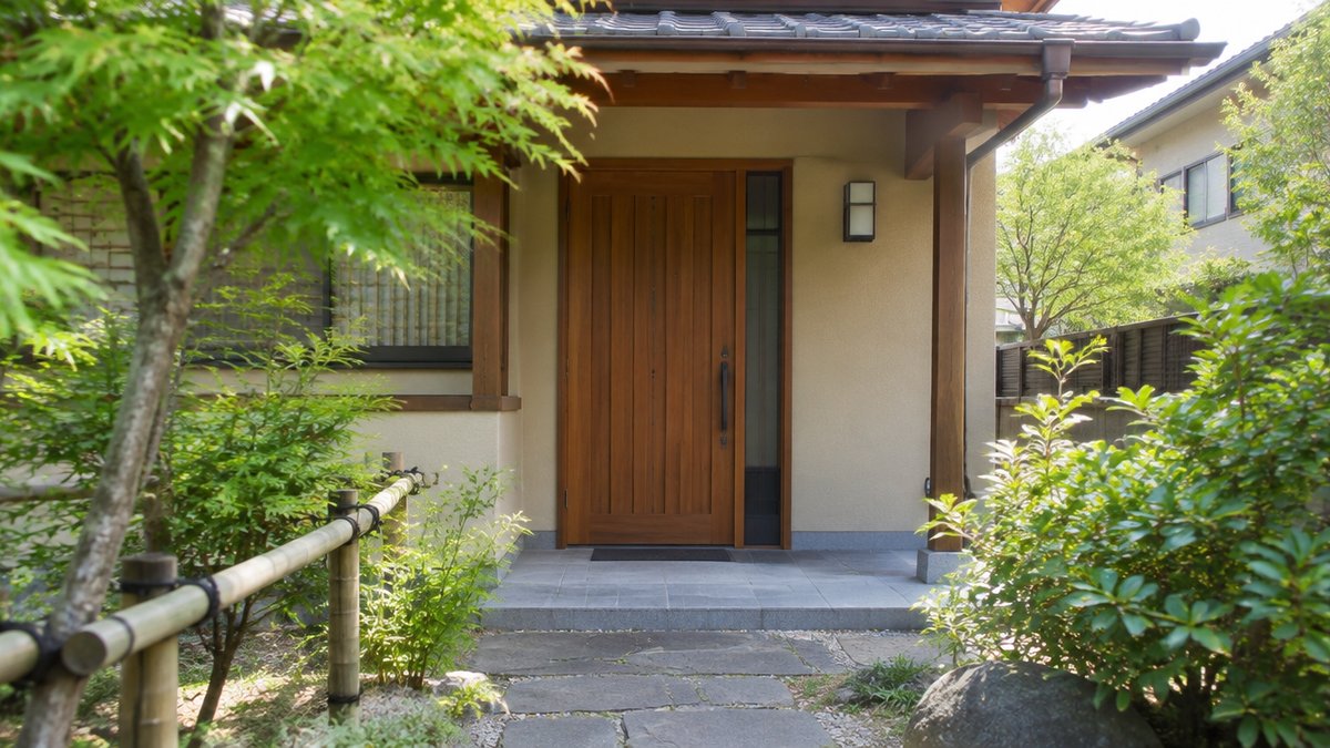 玄関先の閉じた扉（訪問販売を断るイメージ）