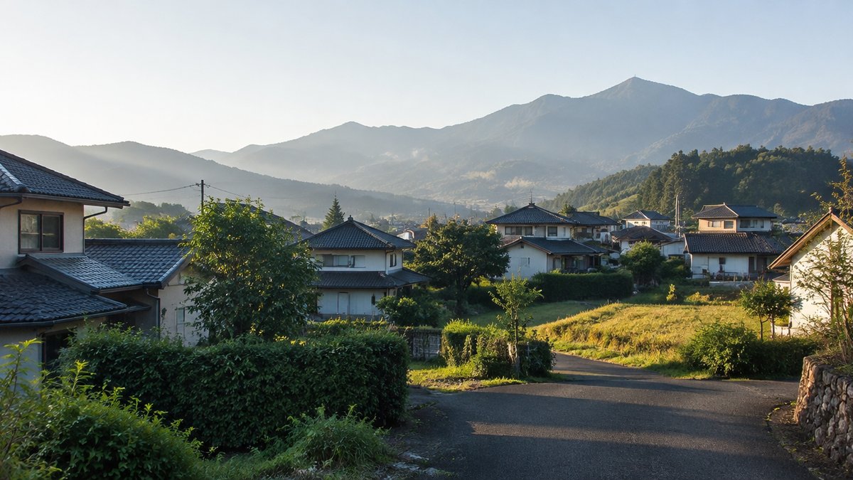 地方の住宅地の朝の景色
