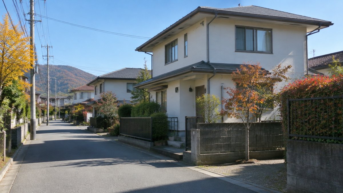 外壁塗装の助成金：落ち着いた住宅街の二階建て住宅