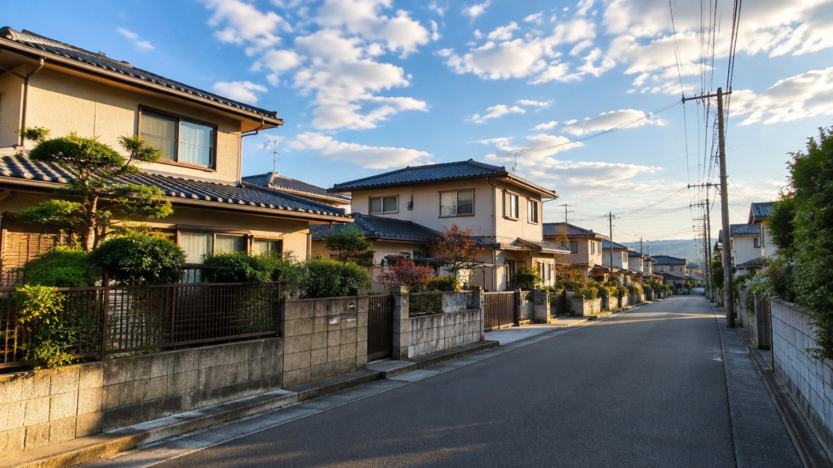 夕方の光が差す住宅街の通り（お住まいの地域の情報を調べるイメージ）